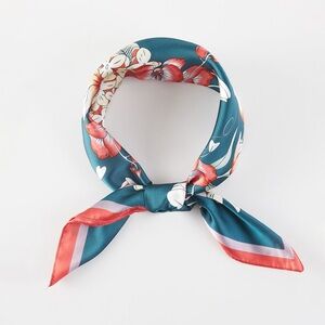 Floral Teal and Red Women's Scarf